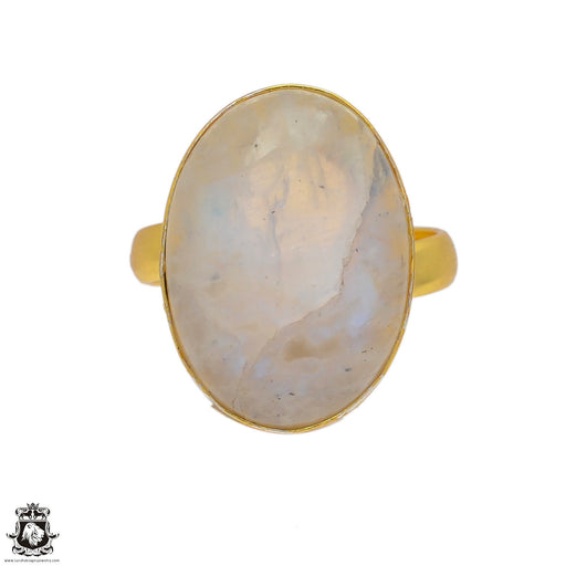 Size 8.5 - Size 10 Ring Moonstone 24K Gold Plated Ring GPR77