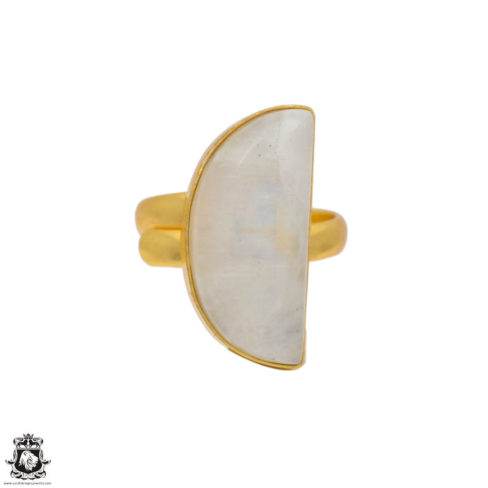 Size 10.5 - Size 12 Ring Moonstone 24K Gold Plated Ring GPR80