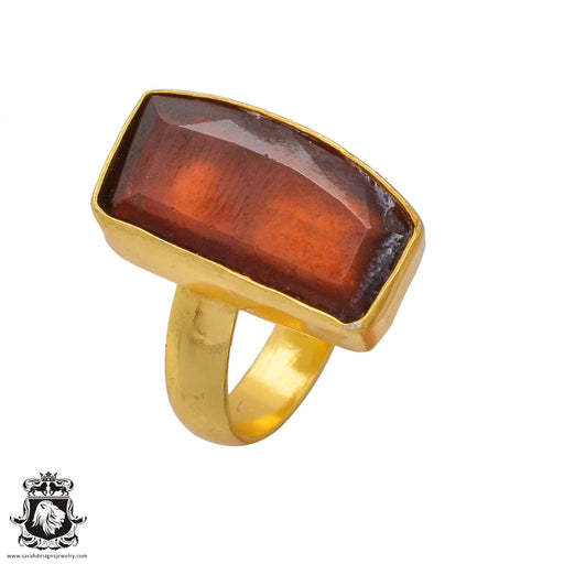 Size 8.5 - Size 10 Ring Tanzanian Spessartite Garnet 24K Gold Plated Ring GPR371