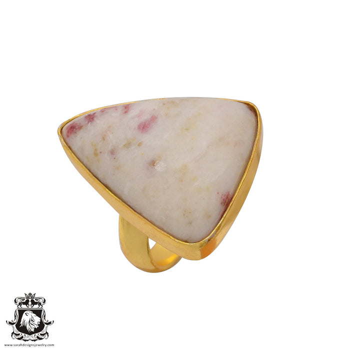 Size 7.5 - Size 9 Ring Tourmaline in Quartz 24K Gold Plated Ring GPR372