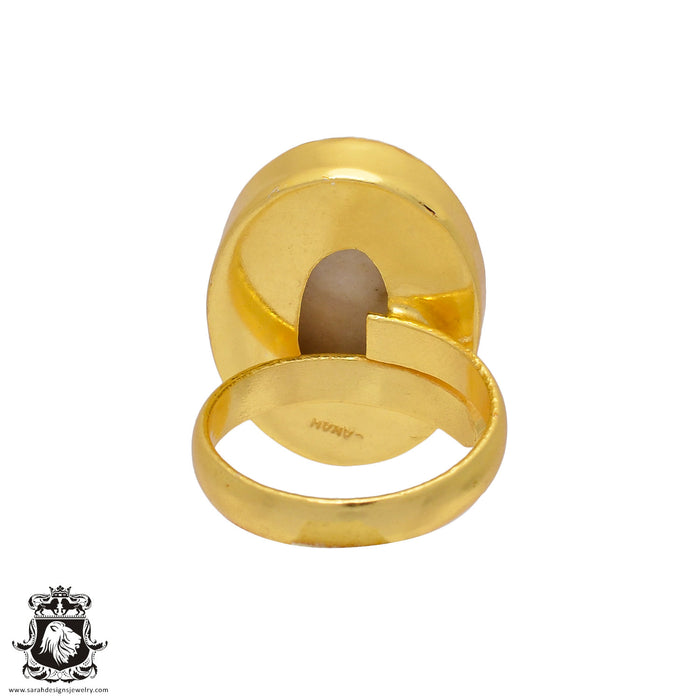 Size 8.5 - Size 10 Adjustable Tourmaline in Quartz 24K Gold Plated Ring GPR386
