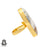 Size 6.5 - Size 8 Ring Solar Quartz 24K Gold Plated Ring GPR162