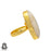 Size 7.5 - Size 9 Ring Solar Quartz 24K Gold Plated Ring GPR169