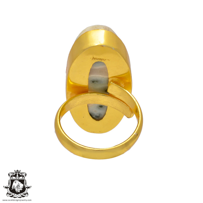 Size 6.5 - Size 8 Ring Solar Quartz 24K Gold Plated Ring GPR170