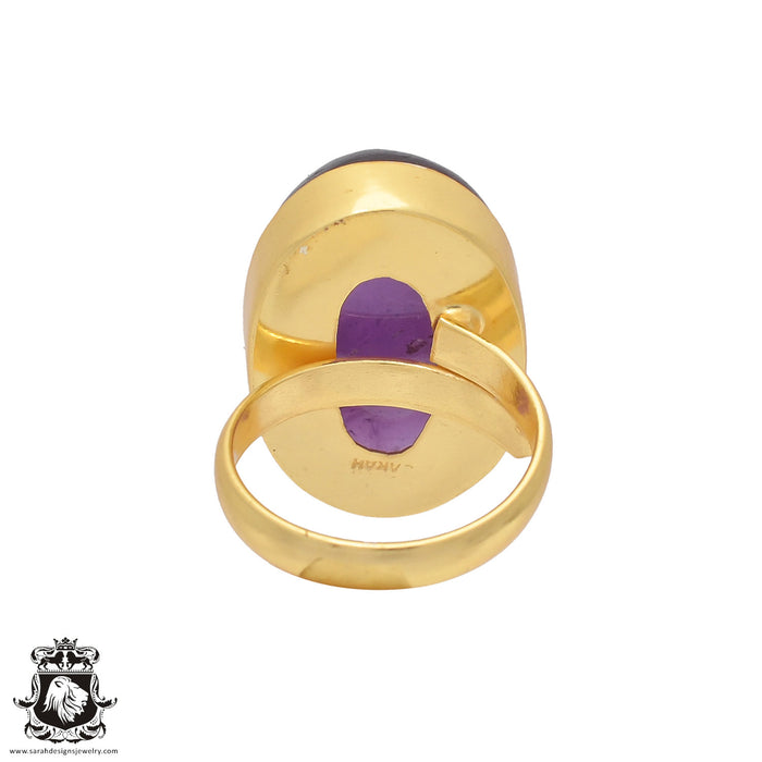 Size 7.5 - Size 9 Ring Amethyst 24K Gold Plated Ring GPR414