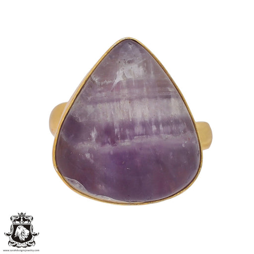 Size 8.5 - Size 10 Ring Chevron Amethyst24K Gold Plated Ring GPR425
