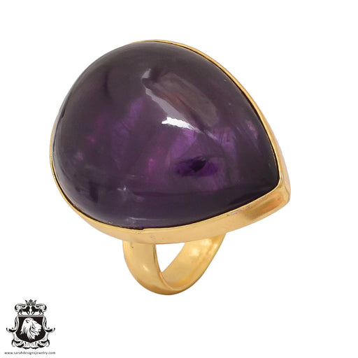 Size 8.5 - Size 10 Ring Amethyst 24K Gold Plated Ring GPR434