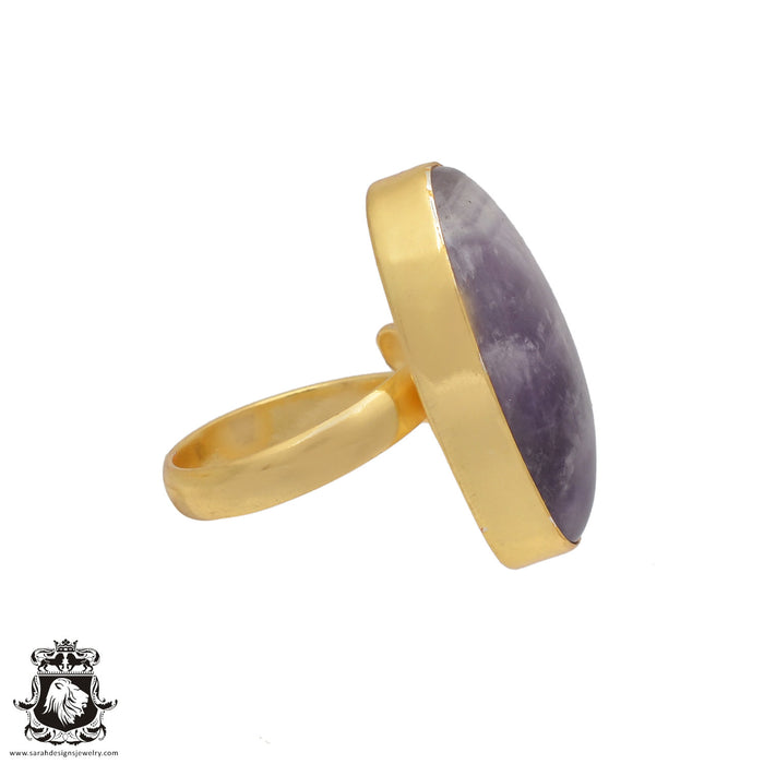 Size 6.5 - Size 8 Ring Chevron Amethyst 24K Gold Plated Ring GPR437