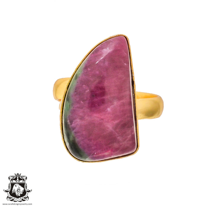 Size 6.5 - Size 8 Ring  Ruby Zoisite  24K Gold Plated Ring GPR184