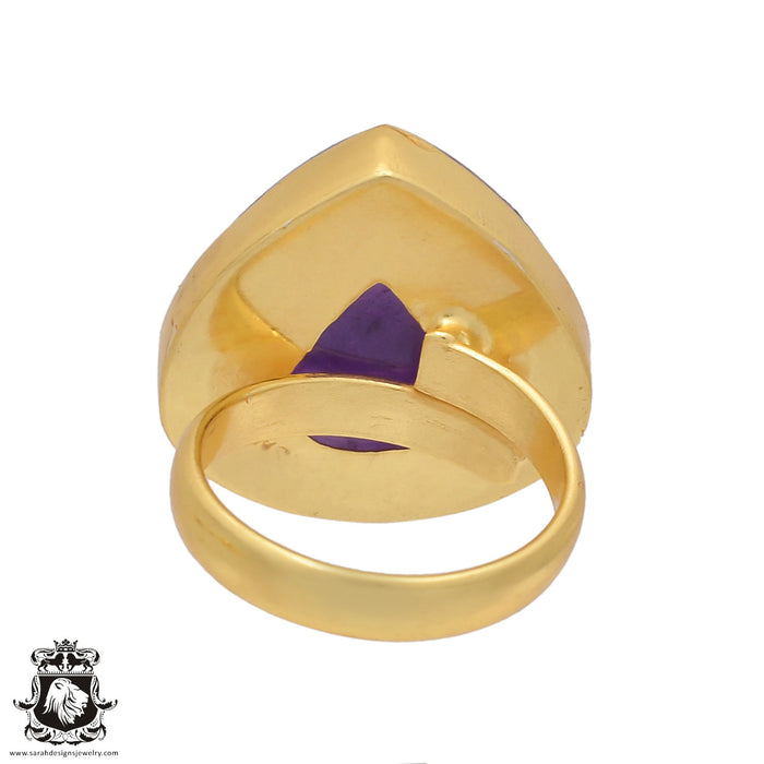 Size 6.5 - Size 8 Ring Amethyst 24K Gold Plated Ring GPR444