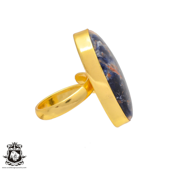 Size 6.5 - Size 8 Ring Sodalite 24K Gold Plated Ring GPR198