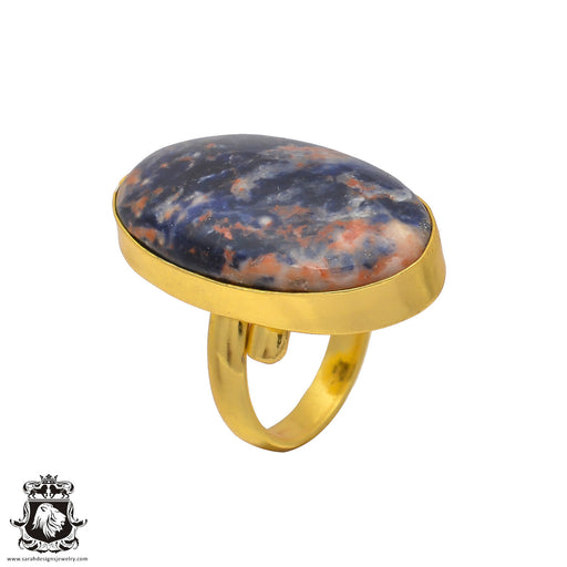 Size 6.5 - Size 8 Ring Sodalite 24K Gold Plated Ring GPR198