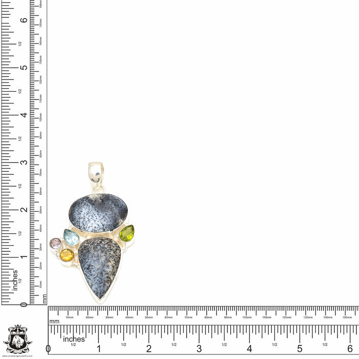 Dendritic Agate Merlinite Pendant & Chain P7686