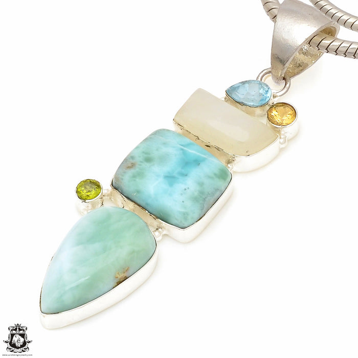 Larimar Moonstone Pendant & Chain P7690