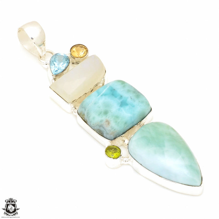 Larimar Moonstone Pendant & Chain P7690