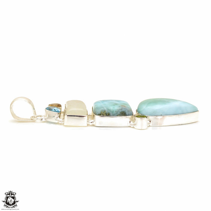 Larimar Moonstone Pendant & Chain P7690