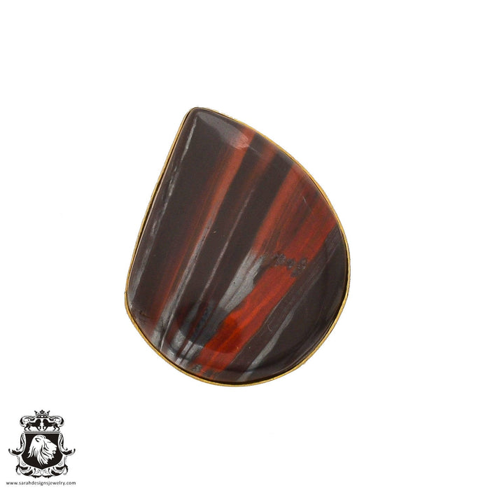 Size 6.5 - Size 8 Ring Red Tiger's Eye 24K Gold Plated Ring GPR205