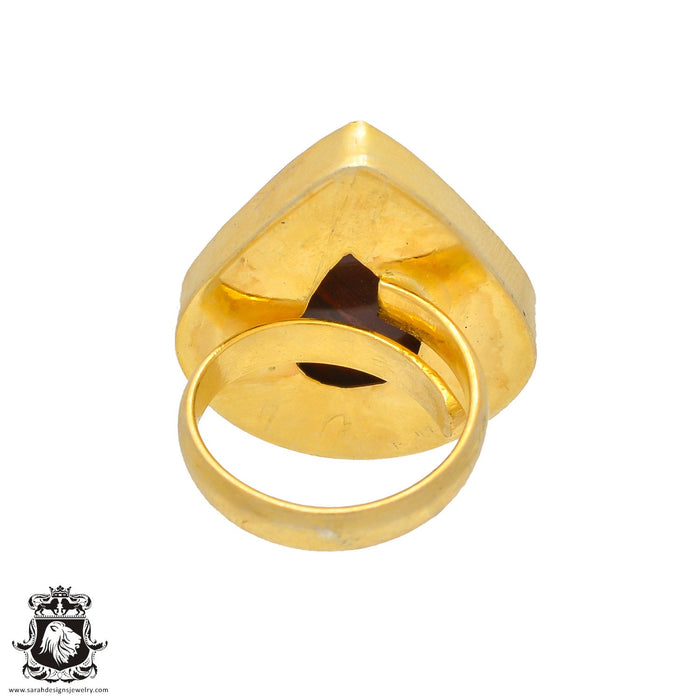 Size 6.5 - Size 8 Ring Iron Tiger's Eye 24K Gold Plated Ring GPR223