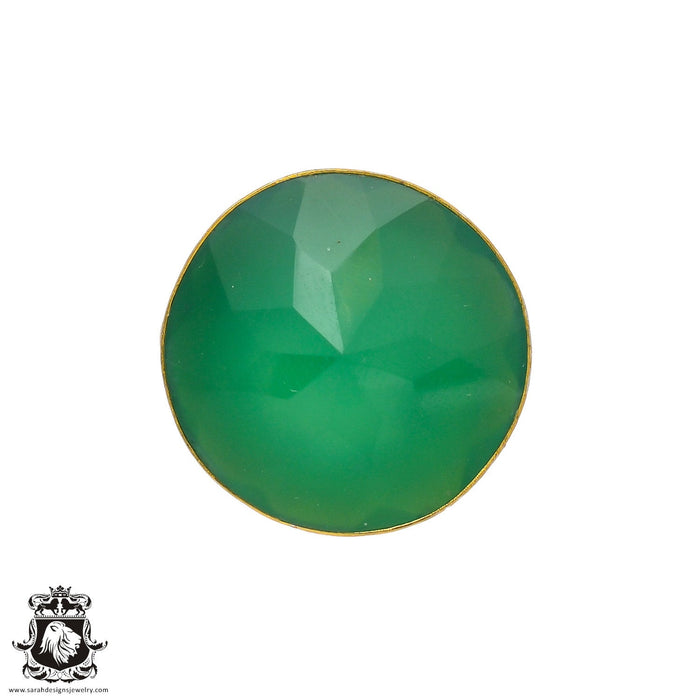 Size 10.5 - Size 12 Adjustable Green Onyx 24K Gold Plated Ring GPR229