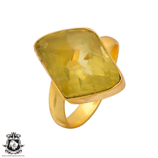 Size 8.5 - Size 10 Ring Lemon Quartz 24K Gold Plated Ring GPR251