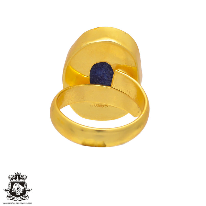 Size 7.5 - Size 9 Ring Ocean Agate Geode 24K Gold Plated Ring GPR297