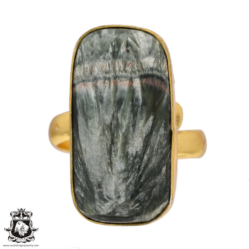 Size 8.5 - Size 10 Ring Seraphinite 24K Gold Plated Ring GPR508