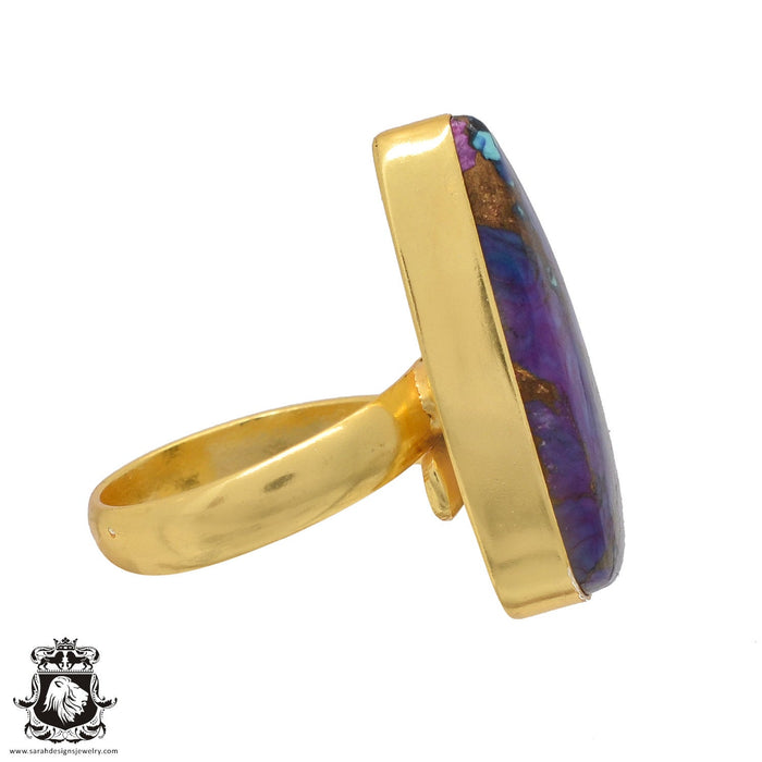 Size 10.5 - Size 12 Ring Purple Mohave Turquoise 24K Gold Plated Ring GPR539