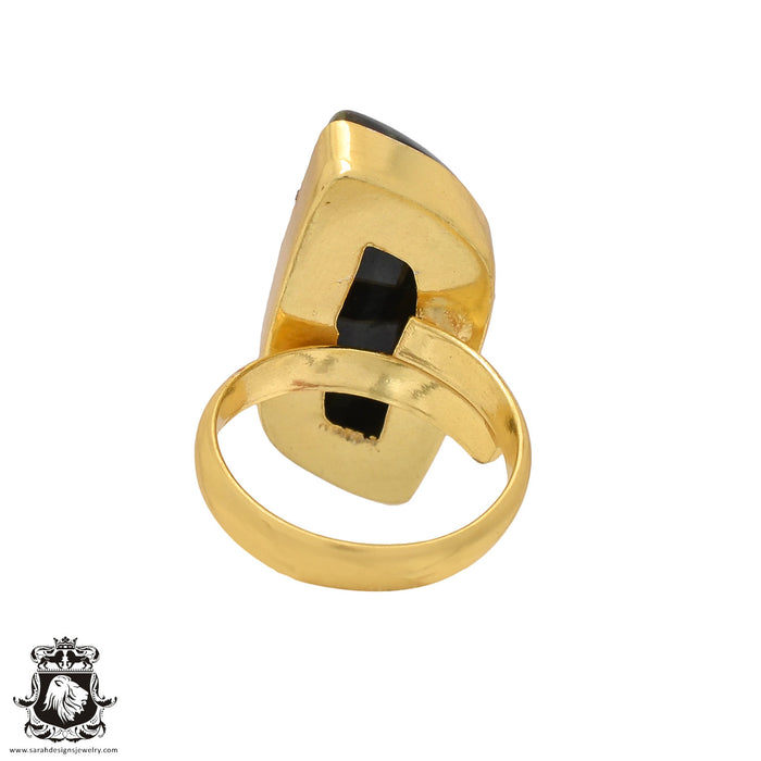 Size 7.5 - Size 9 Ring Hawk's Eye 24K Gold Plated Ring GPR550