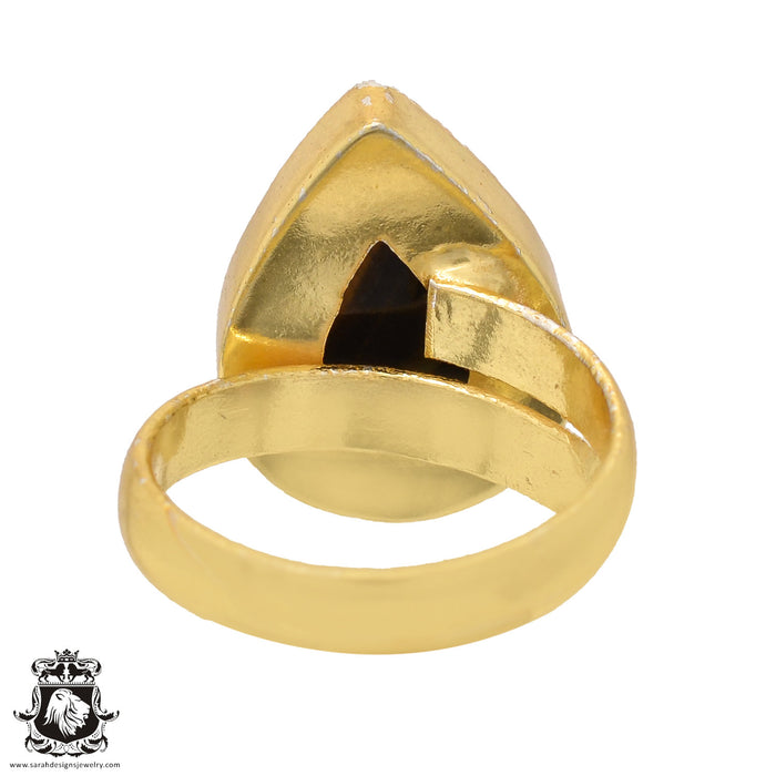 Size 8.5 - Size 10 Ring Tiger's Eye 24K Gold Plated Ring GPR559