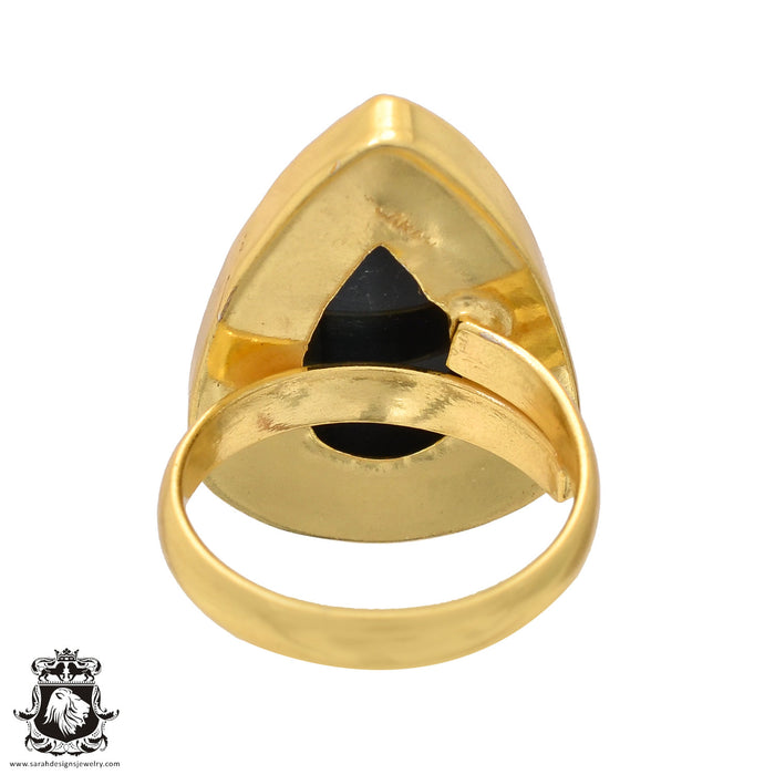 Size 9.5 - Size 11 Ring Hawk's Eye 24K Gold Plated Ring GPR565
