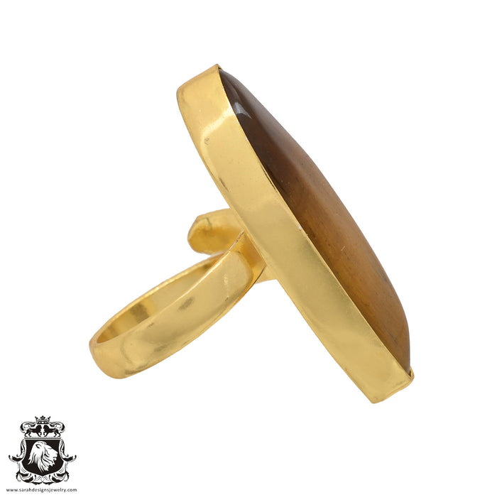 Size 6.5 - Size 8 Ring Tiger's Eye 24K Gold Plated Ring GPR579