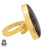 Size 9.5 - Size 11 Adjustable Stick Agate 24K Gold Plated Ring GPR580