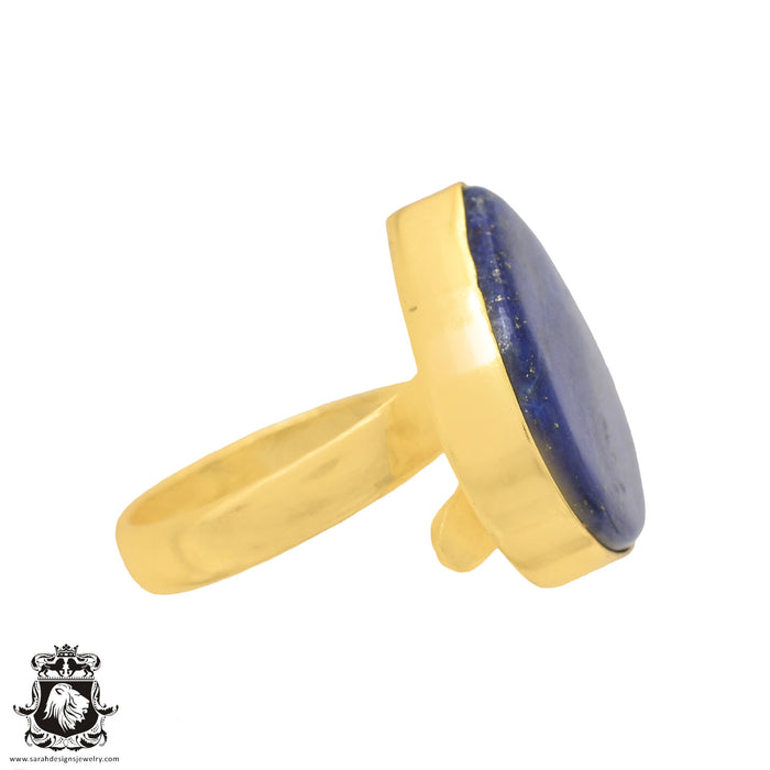 Size 9.5 - Size 11 Ring Lapis Lazuli 24K Gold Plated Ring GPR599