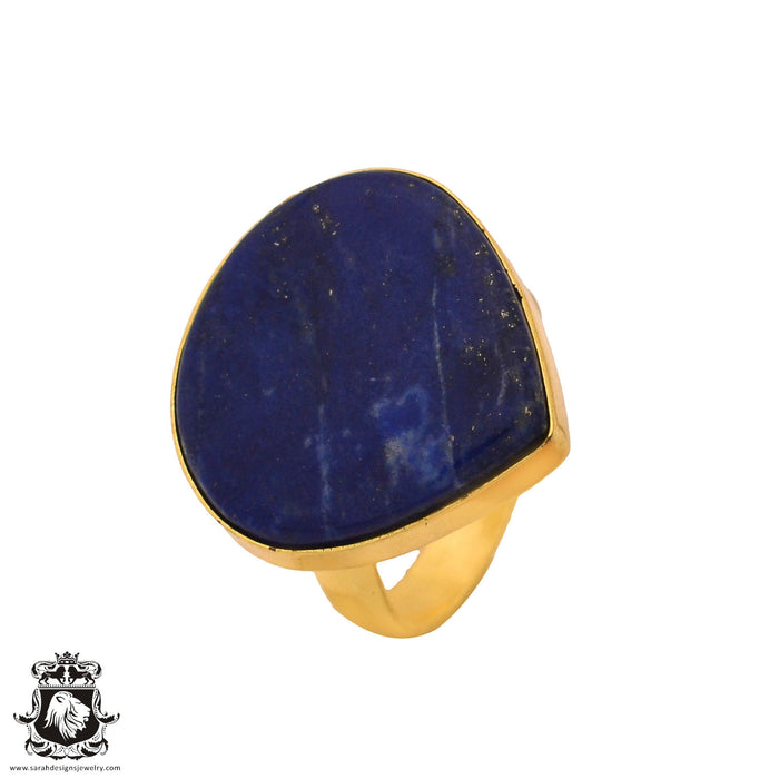 Size 9.5 - Size 11 Ring Lapis Lazuli 24K Gold Plated Ring GPR599