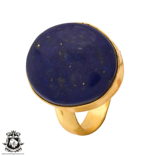 Size 7.5 - Size 9 Adjustable Lapis Lazuli  24K Gold Plated Ring GPR605