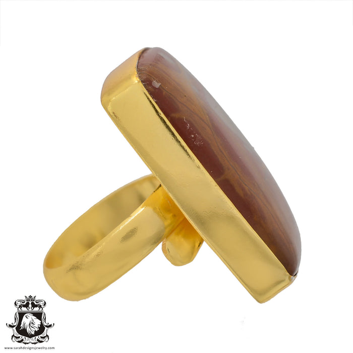 Size 7.5 - Size 9 Adjustable Noreena Jasper 24K Gold Plated Ring GPR615