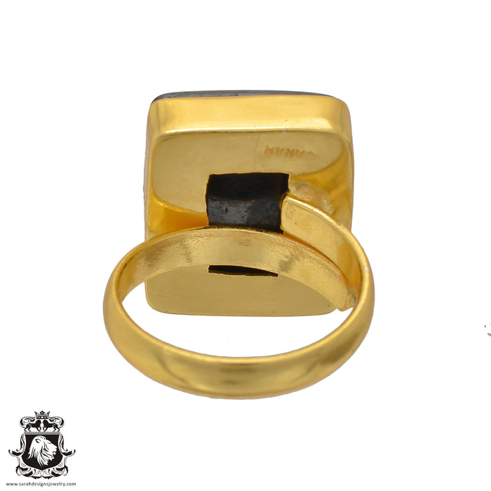 Size 7.5 - Size 9 Ring Hematite 24K Gold Plated Ring GPR648