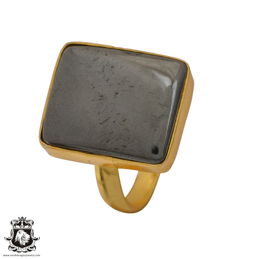 Size 7.5 - Size 9 Ring Hematite 24K Gold Plated Ring GPR648