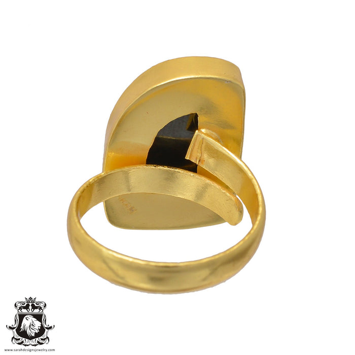 Size 9.5 - Size 11 Adjustable Hematite 24K Gold Plated Ring GPR652