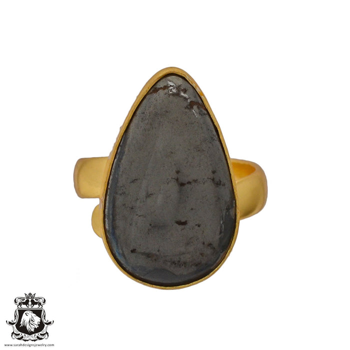 Size 6.5 - Size 8 Ring Hematite 24K Gold Plated Ring GPR653