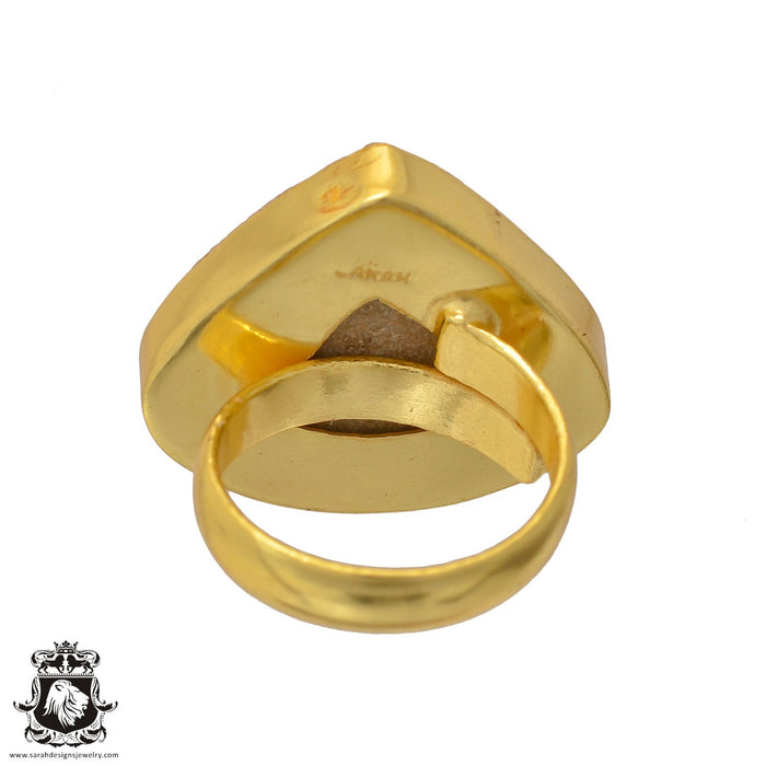 Size 6.5 - Size 8 Ring Psilomelane Dendrite 24K Gold Plated Ring GPR660