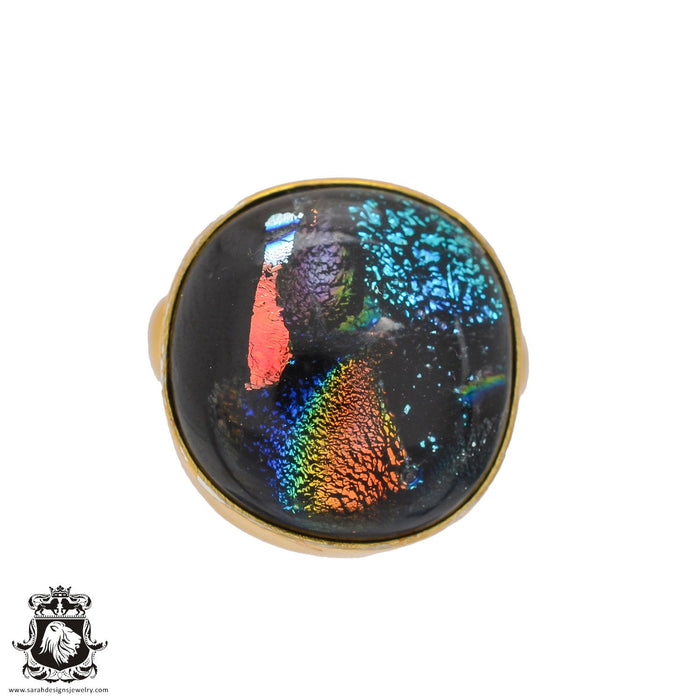 Size 7.5 - Size 9 Ring Dichroic Murano Glass 24K Gold Plated Ring GPR666