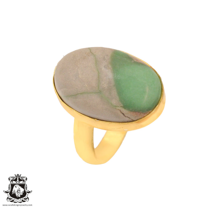 Size 9.5 - Size 11 Ring Variscite 24K Gold Plated Ring GPR718