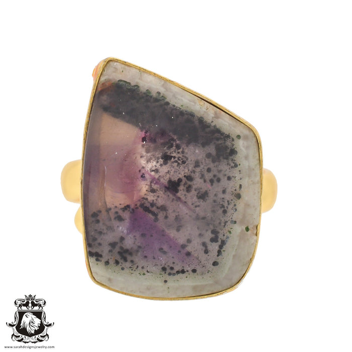 Size 8.5 - Size 10 Ring Auralite 23 Crystal 24K Gold Plated Ring GPR795