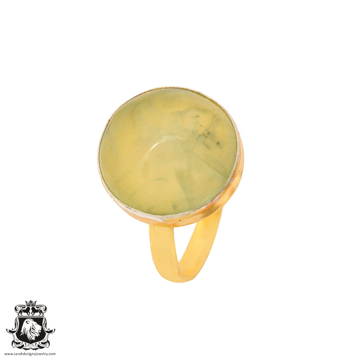 Size 10.5 - Size 12 Ring Prehnite 24K Gold Plated Ring GPR804