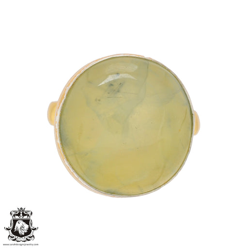 Size 10.5 - Size 12 Ring Prehnite 24K Gold Plated Ring GPR804