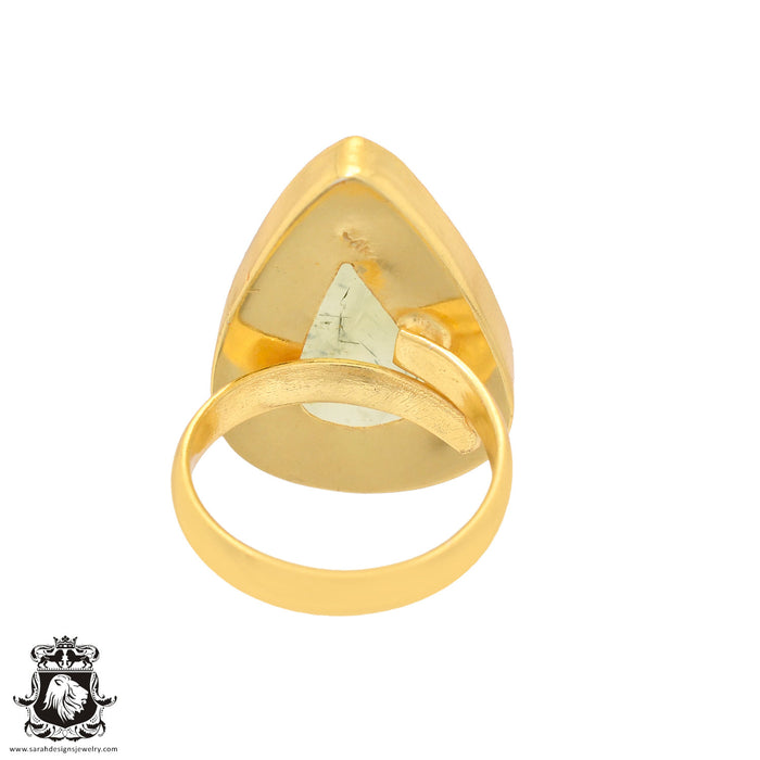 Size 8.5 - Size 10 Ring Prehnite 24K Gold Plated Ring GPR809