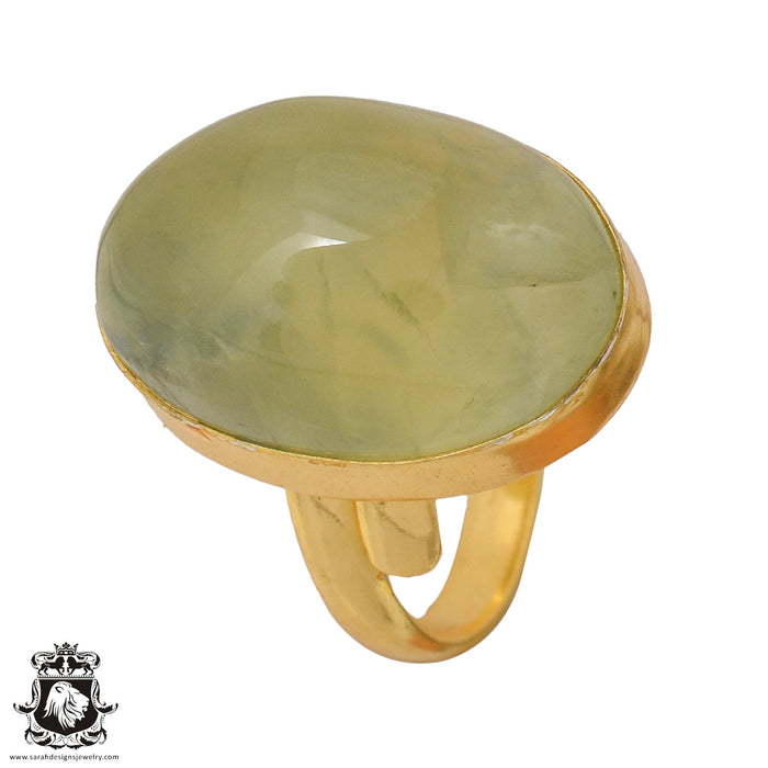 Size 8.5 - Size 10 Ring Prehnite 24K Gold Plated Ring GPR821