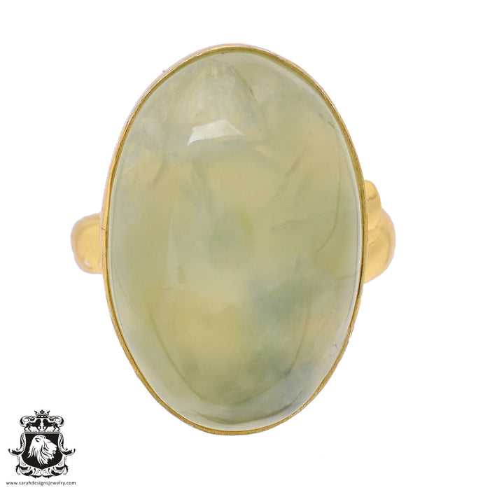 Size 8.5 - Size 10 Ring Prehnite 24K Gold Plated Ring GPR821