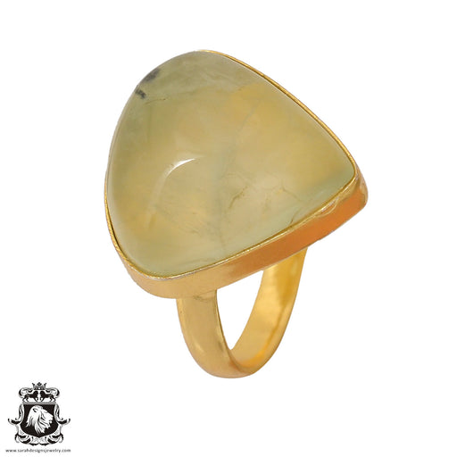 Size 10.5 - Size 12 Ring Prehnite 24K Gold Plated Ring GPR825